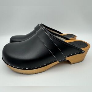 Bjork Maja Clogs Shoes Women's Size EU 38 / US 7-7.5 Black Leather - Made Poland